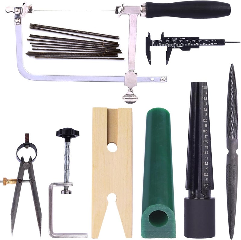 PHYHOO Jewelers Wax Ring Carving Tool Kit Jewelry Ring Wax Tube Molds Making Lost Wax Casting Kit Wax Ring Saw with Blades Wax Ring Sizer Jewelers Wax File Bench Pin - Image 1